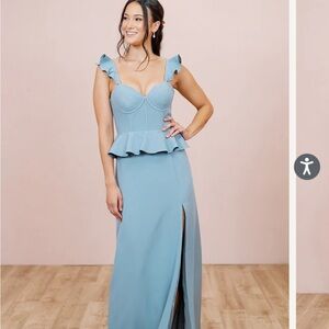 Revelry Piper Crepe Dress Light a Blue Size 4 Regular length